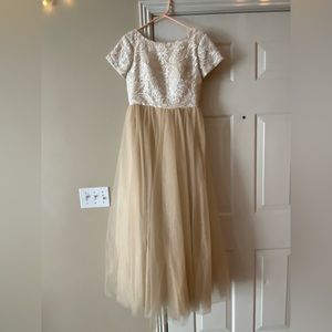 Champagne lace prom dress